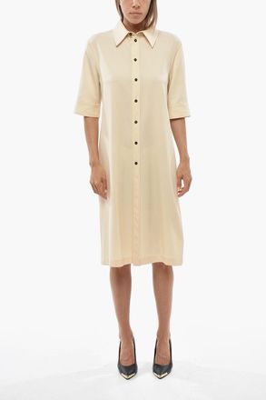 Jil Sander Virgin Wool Midi Dress With Half Sleeves Jil Sander