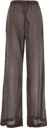 Federica Tosi Womens High-Waisted Cotton Muslin Pants Brown Trousers