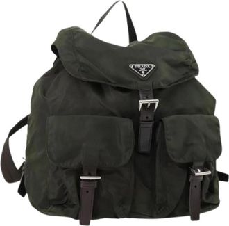 Prada Pre-owned Nylon Rugzak - Dames - Vintage Rugzakken - Groen - ONE Size - Nylon - Vintage