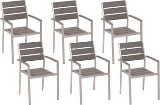 Beliani Set of 6 Garden Chairs VERNIO Grey
