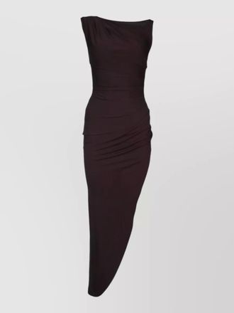 Elisabetta Franchi long dress asymmetric hem ruched sleeveless