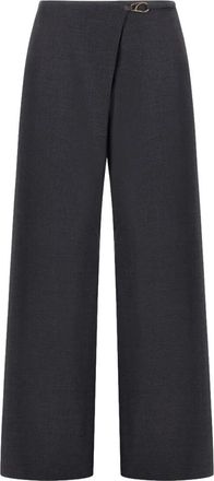 Herno Fluid Wool Gabardine Broeken - Dames - Wijde Broeken - Grijs - S - Wol - Broeken