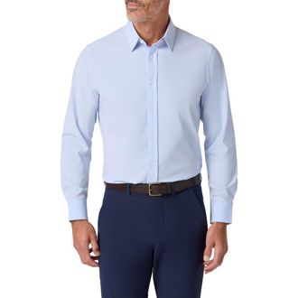 Mizzen+Main Mens Leeward Trim Fit Solid Performance Button-Up Shirt in Light Blue Solid at Nordstrom, Size Medium
