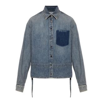 Alexander McQueen Alexander McQueen, Denim Shirts, female, Blue, Size: XS Chambray Shirt Jacket