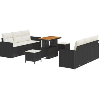 vidaXL Vidaxl - Garden Sofa Set Manual 9 pcs Black and cream 90 x 55 x 71 cm