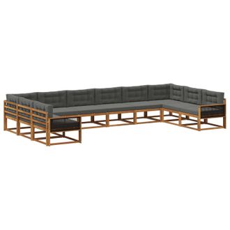 vidaXL Conjunto De Sof&aacute;s De Exterior 10 Uds. Natural Y Antracita Vidaxl