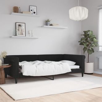 vidaXL Sof&aacute; Cama Sin Colch&oacute;n Terciopelo Negro 100x200 Cm Vidaxl