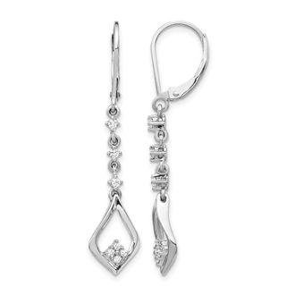 Diamond2Deal 14k White Gold 1/5 Ct Lab Grown Diamond Dangle Earrings Leverback