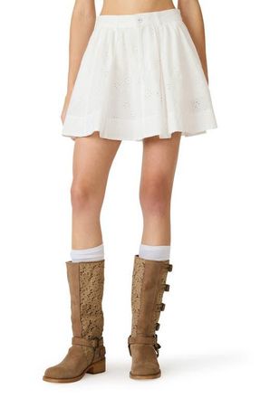 Steve Madden Vanny Floral Eyelet Cotton Miniskirt in White at Nordstrom, Size X-Large