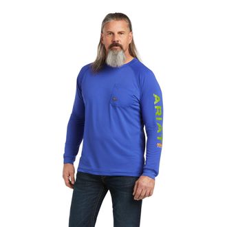 Ariat Mens Rebar Heat Fighter T-Shirt Long Sleeve in Royal Blue, Size X-Small, by Ariat
