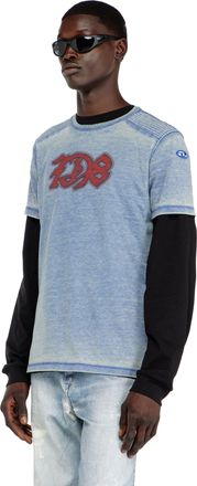 Diesel Burnout T-shirt with D78 print - T-Shirts - Man - Blue