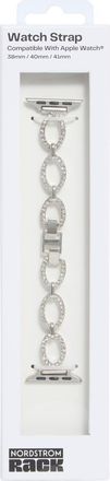 Nordstrom Rack Pav&eacute; Crystal Link Apple Watch Watchband in Clear- Silver at Nordstrom Rack
