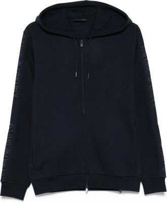 Emporio Armani Felpa con cappuccio, zip e logo - Blu
