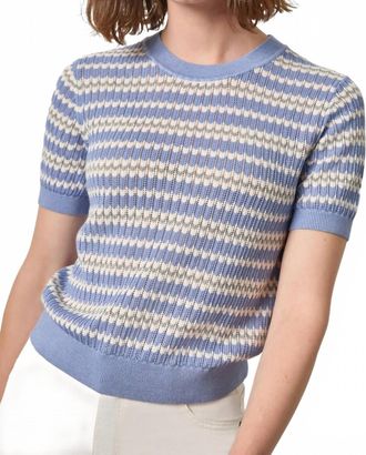 Lilla P Stripe Novelty Crewneck Top In Blue