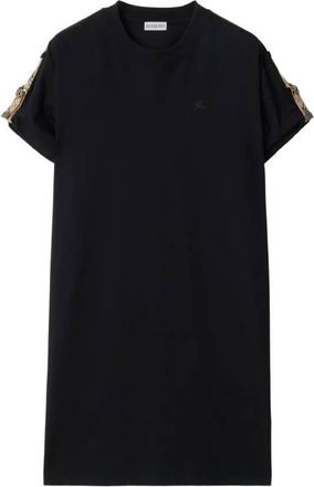 Burberry Check Trim Short-Sleeve T-Shirt Dress, Size Medium