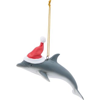 Beachcombers Dolphin With Santa Hat Ornament in Gray at Nordstrom