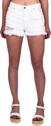 Kancan Womens High Rise Cut Off Short In White