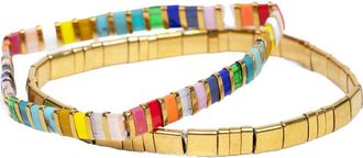 Saachi 2-Pack Stretch Beaded Bracelets in Gold Multi at Nordstrom Rack