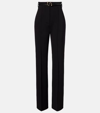 Sportmax Belted cr&ecirc;pe straight pants