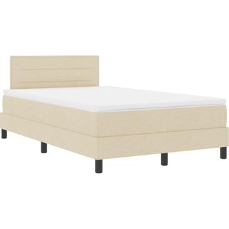 vidaXL Box Spring Bed with Mattress Cream 120 x 190 cm Fabric vidaXL