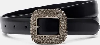 Saint Laurent Crystal-embellished leather belt