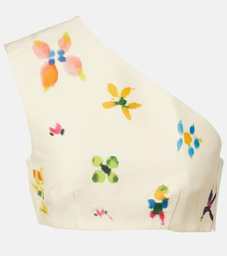 Alemais Al&eacute;mais Sidi printed linen-blend crop top