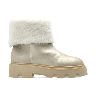 Moncler Aurea Mid Enkellaarsjes - Dames - Winterlaarzen - Grijs - 41 EU - Leer - Schoenen