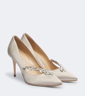 Manolo Blahnik Nadira embellished satin pumps