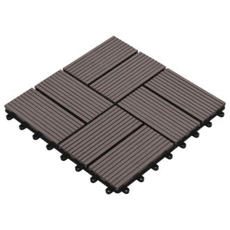 vidaXL Tile De Decking 11 Uds. Marr&oacute;n Oscuro 30 X 30 Cm Wpc Vidaxl