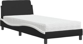 vidaXL Cama Con Colch&oacute;n Cuero Sint&eacute;tico Negro Y Blanco 90x190 Cm Vidaxl