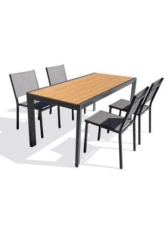 DCB Garden Tonga - Conjunto De Comedor De Jard&iacute;n De Aluminio Para 4 Personas - Antracita - Dcb Garden