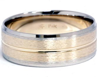 Pompeii3 Channel Brushed Wedding Band 14K Gold