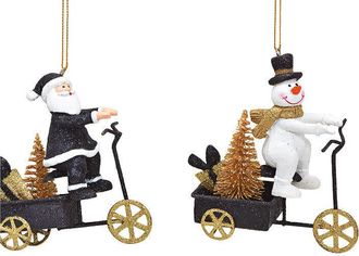 Global Interiors 2er-Set Weihnachts-Anh&auml;nger Nikolaus & Schneemann