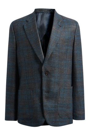 Paul Smith Marylebone Copper & Blue Slub Wool & Silk Sport Coat in Petrol Blue at Nordstrom, Size 42