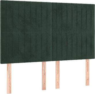 vidaXL Cabeceros 4 Unidades Terciopelo Verde Oscuro 72x5x78/88 Cm Vidaxl
