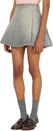 Diesel Skirt in distressed herringbone denim - Skirts - Woman - Grey