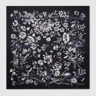 Gucci Printed Silk Jacquard Carr&eacute;, Black, Silk