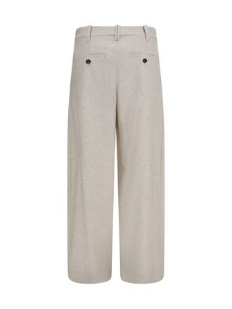 Brunello Cucinelli Womens Wool And Cashmere Tailored Pants Avorio Trousers