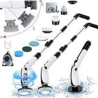 OEM Cepillo De Limpieza El&eacute;ctrico, Cepillo De Limpieza El&eacute;ctrico Con 3 &Aacute;ngulos Ajustables, 8 Cabezales De Cepillo, 3 Longitudes Ajustables, 90 Minutos De 