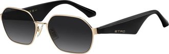 Etro Zwart Goud Zonnebril Grijs Getint - unisex - Zonnebrillen - Zwart - 58 MM - Accessoires