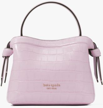 Kate Spade New York Womens Knott Croc-Embossed Mini Crossbody Tote - Purple Leather - One Size