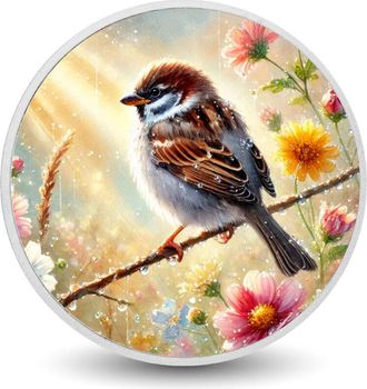 OEM Amanecer Dorado: Gorri&oacute;n En Un Prado Cubierto De Roc&iacute;o, Moneda De Plata De 1 Oz