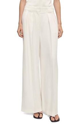 Mango Pleated Straight Leg Suit Pants in Off White at Nordstrom Rack, Size 6