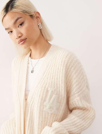 New Era NY Yankees - Cardigan oversize bianco in maglia