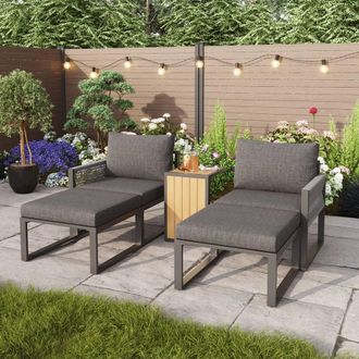 Matteo Grey 2-4 Seater Modular Garden Furniture Set, Plastic Wood Table