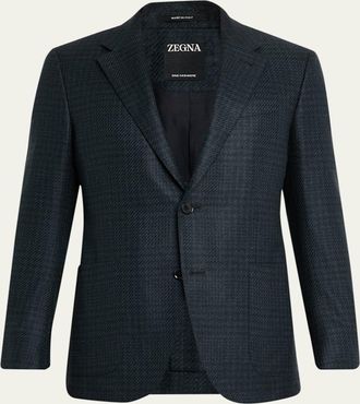 Ermenegildo Zegna Mens Oasi Cashmere Prince of Wales Two-Button Sport Coat