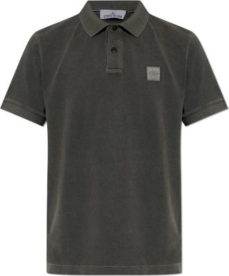 Stone Island Polo Shirt met Logo Patch - Heren - Polos - Bruin - S - Katoen - Tops