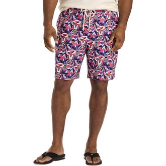 Psycho Bunny Big & Tall Florian Printed Swim Trunks in Rubi Quartz at Nordstrom, Size 4X Big