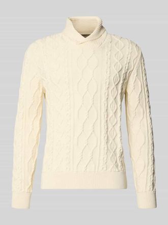 GANT Strickpullover mit gerippten Abschlüssen in Offwhite, Größe XXXL