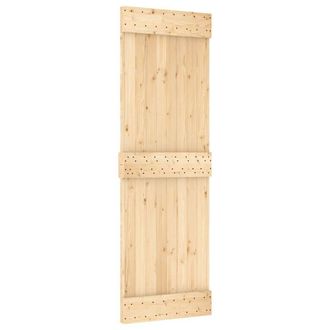 Berkfield Home Sliding Door with Hardware Set 70x210 cm Solid Wood Pine in Light Tan